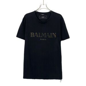 Balmain Black Logo Letter Printed Cotton Round-Neck Short-Sleeved T-Shirt XXL